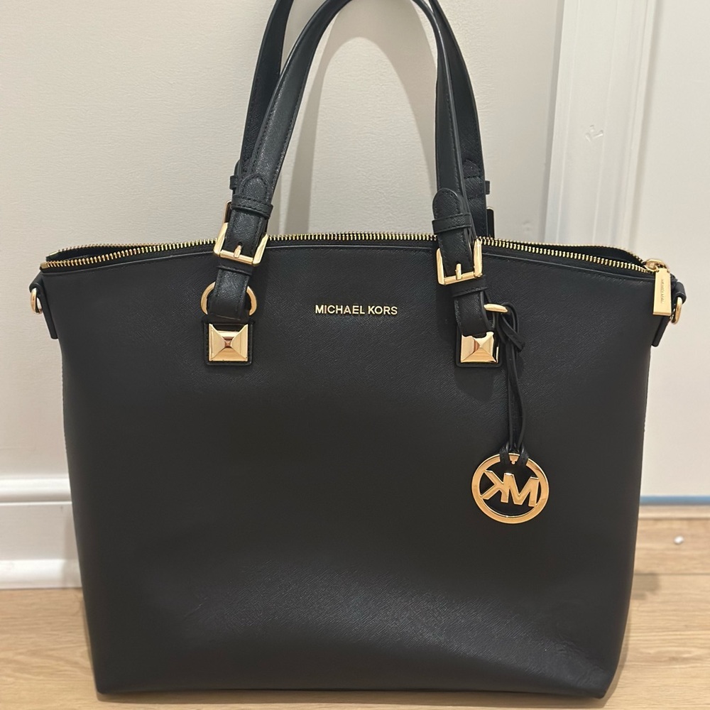 Michael Kors Black Leather Tote Bag